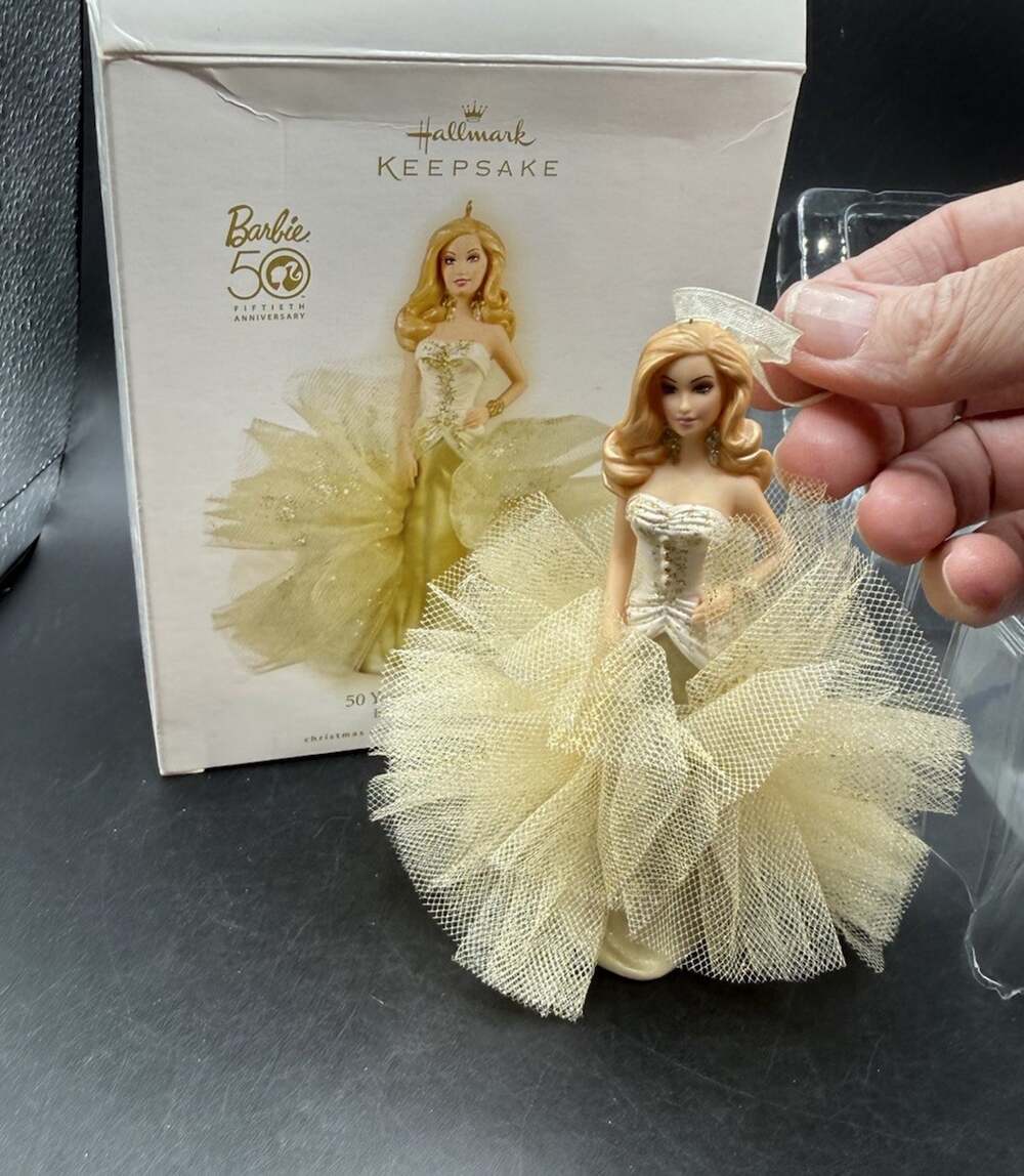 Rare Hallmark 50 Years of Fabulous Barbie Doll Ceramic Christmas Ornament -52D